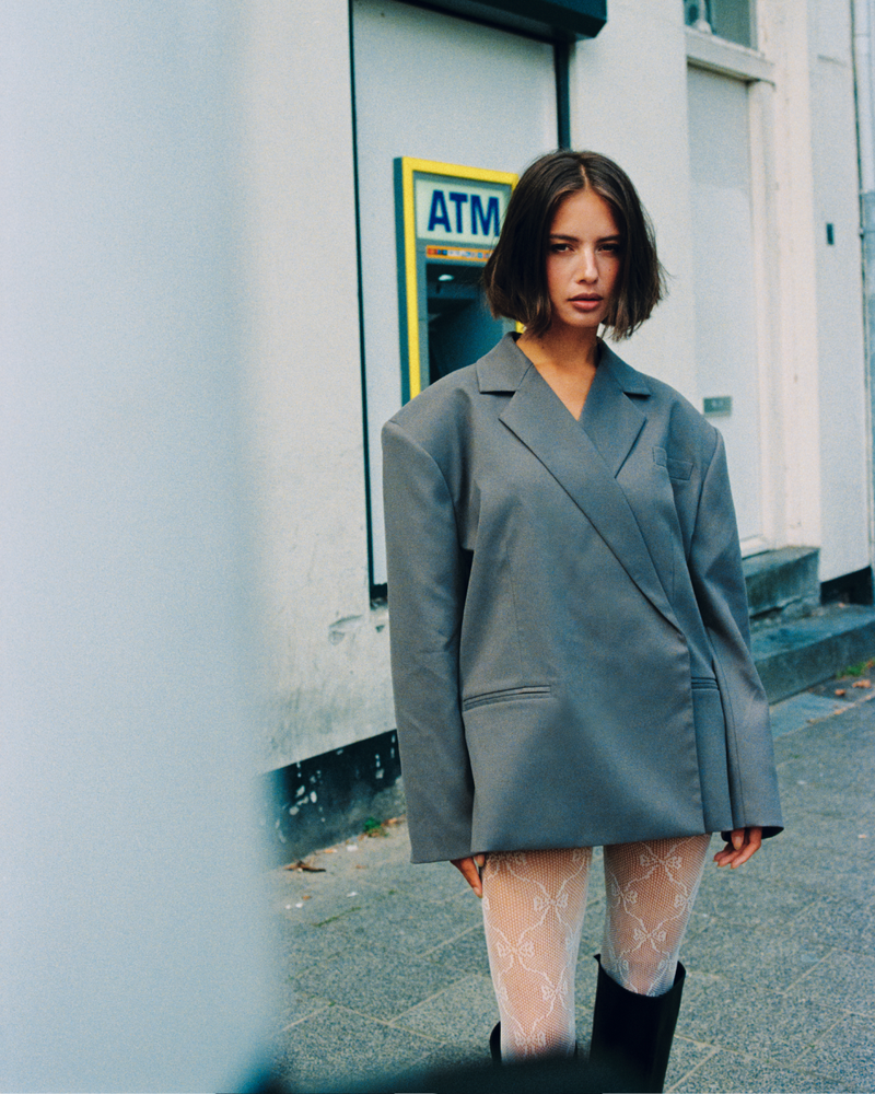 Ladies Woven Overlayed Blazer Adele Antraciet Ladies Woven Overlayed Blazer Adele Antraciet