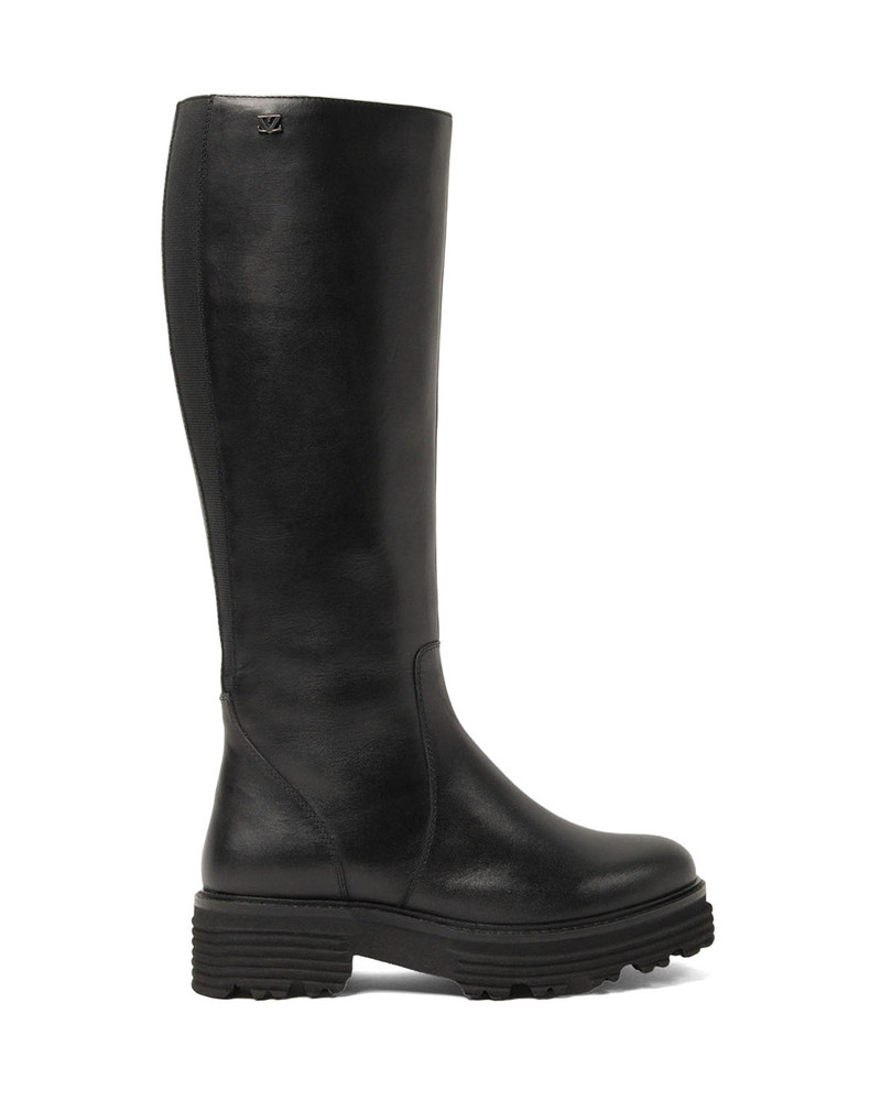LA53689black El tall boots elastic back Zwart 1 LA53689black El tall boots elastic back Zwart 1
