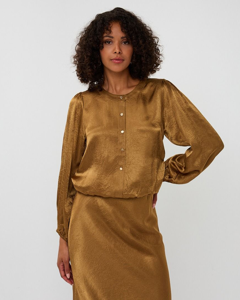 Blouse balloon sleeve Acetate Goud Blouse balloon sleeve Acetate Goud