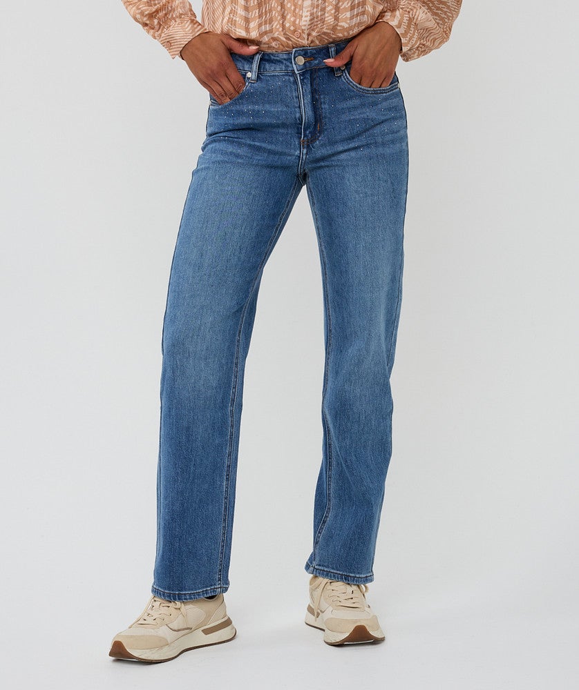 Trousers straight embellished jeans Blauw Trousers straight embellished jeans Blauw