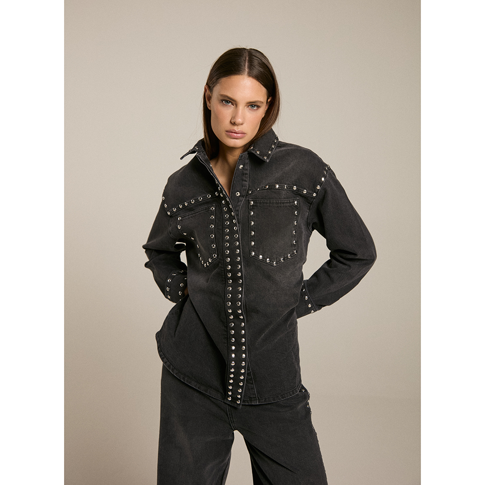 Denim Jacket With Studs Zwart 1 Denim Jacket With Studs Zwart 1