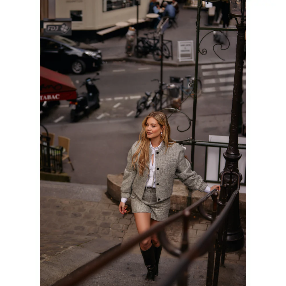 Jacket Lola Boucle Wol Zilver Jacket Lola Boucle Wol Zilver