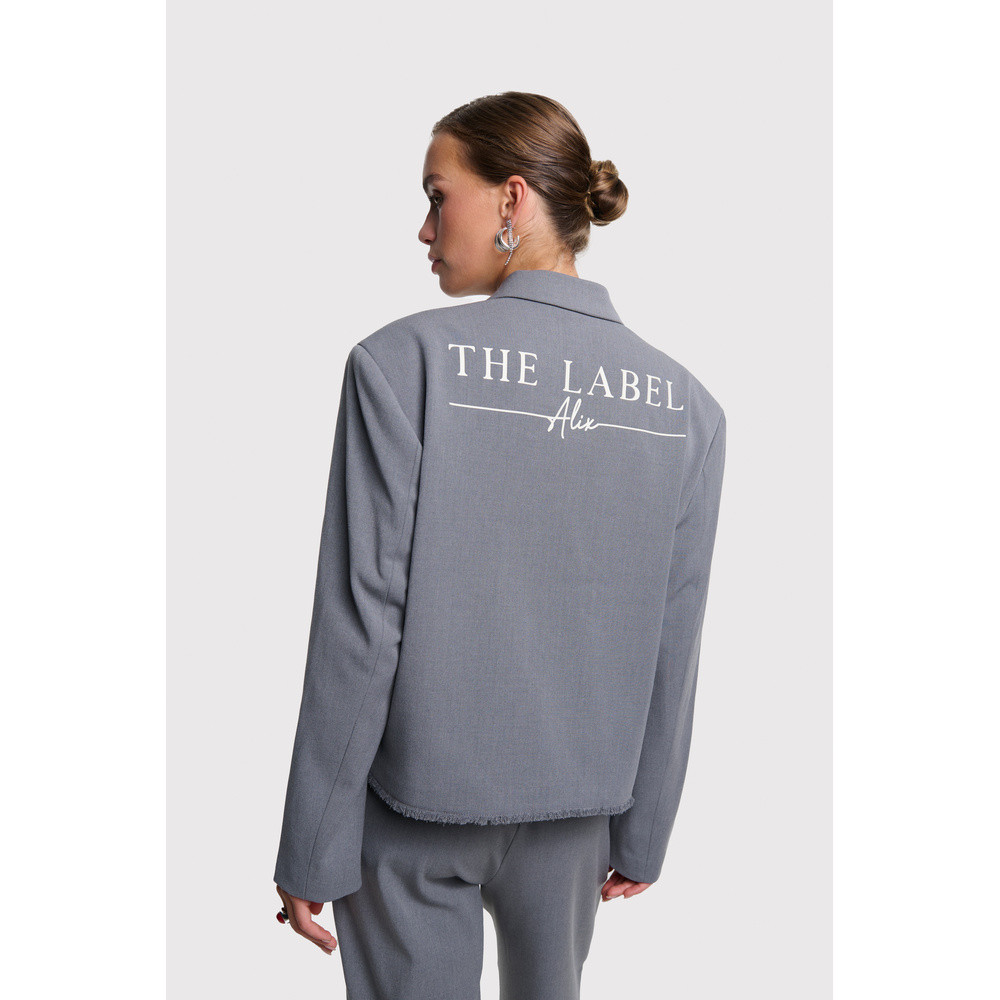 Ladies Woven Double Breasted Blazer Grijs Ladies Woven Double Breasted Blazer Grijs