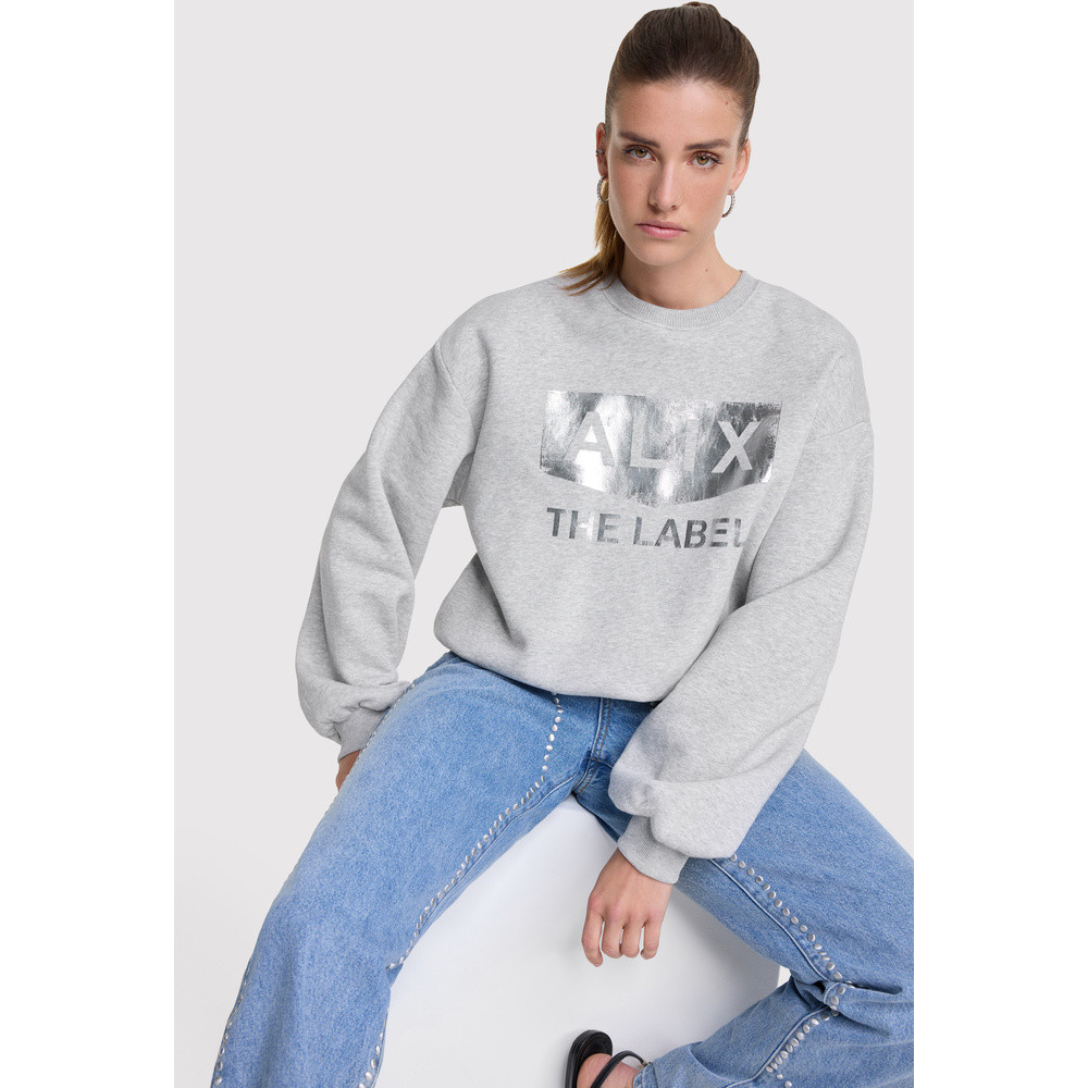 Ladies Knitted Foil Logo Sweater Grijs Ladies Knitted Foil Logo Sweater Grijs