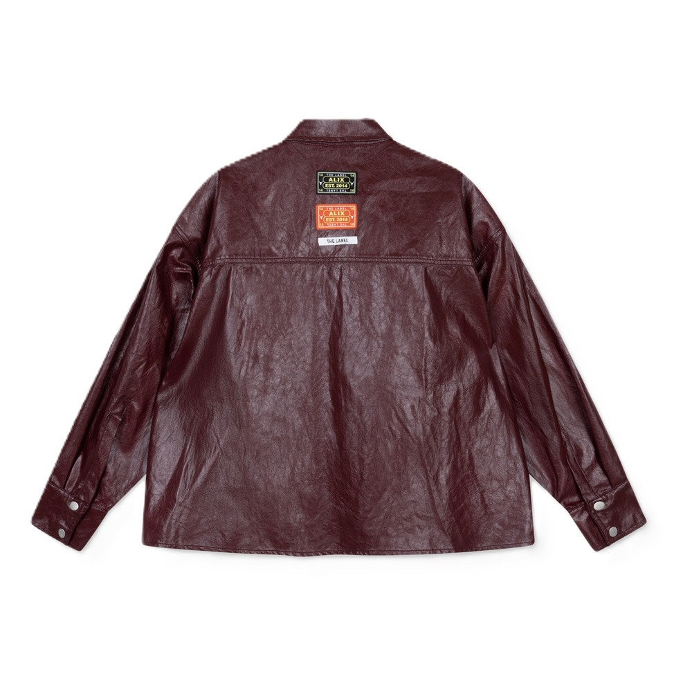 Ladies Woven Faux Leather Blouse Bordeaux Ladies Woven Faux Leather Blouse Bordeaux