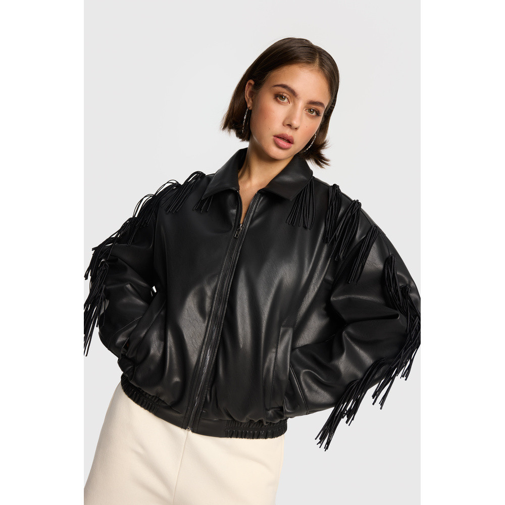 Ladies Woven Fringe Jacket Zwart 1 Ladies Woven Fringe Jacket Zwart 1