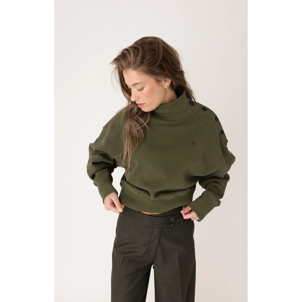 B60-04-CrewCropped Sweater Groen B60-04-CrewCropped Sweater Groen