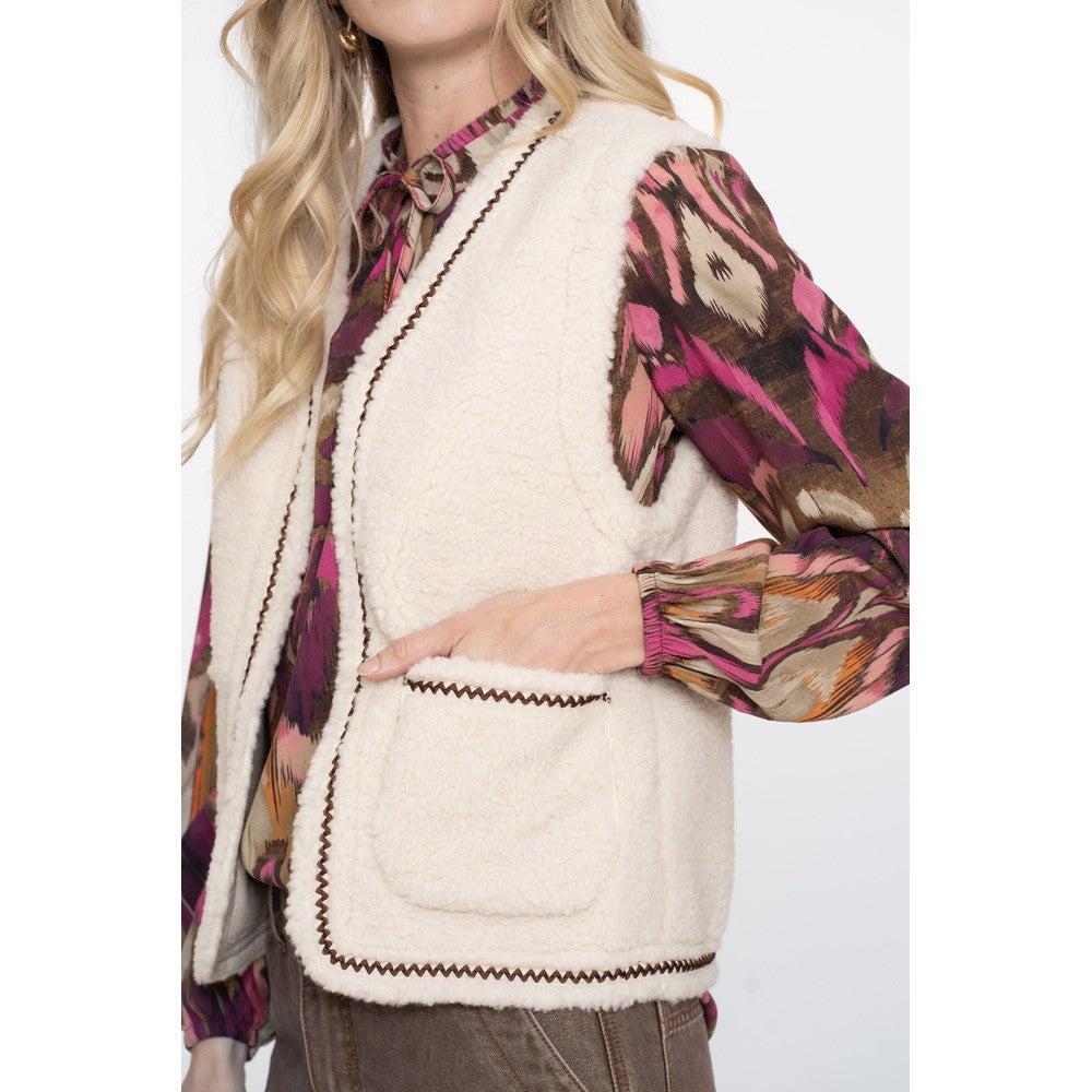 Gilet teddy embroidery zigzag Off White Gilet teddy embroidery zigzag Off White