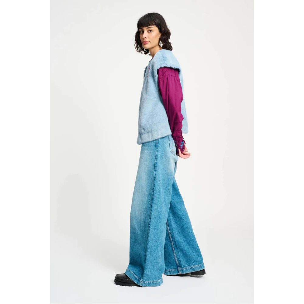 GILET - Fur Misty Blue Blauw GILET - Fur Misty Blue Blauw