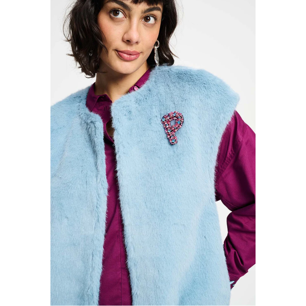 GILET - Fur Misty Blue Blauw GILET - Fur Misty Blue Blauw
