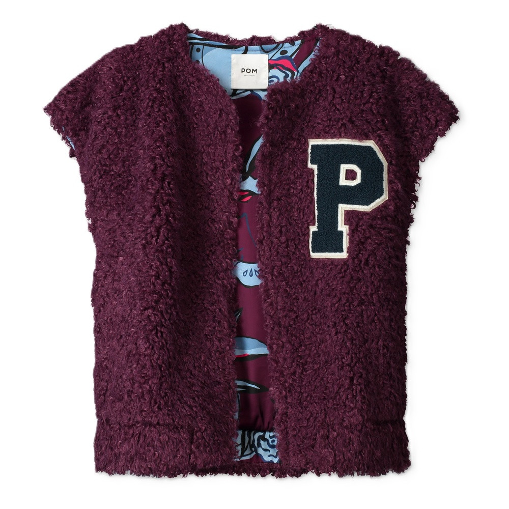 GILET - Teddy Baseball Plum Paars GILET - Teddy Baseball Plum Paars