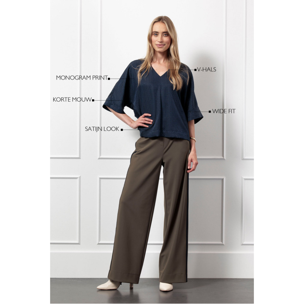 Madison mono jacquard top Donker Blauw Madison mono jacquard top Donker Blauw