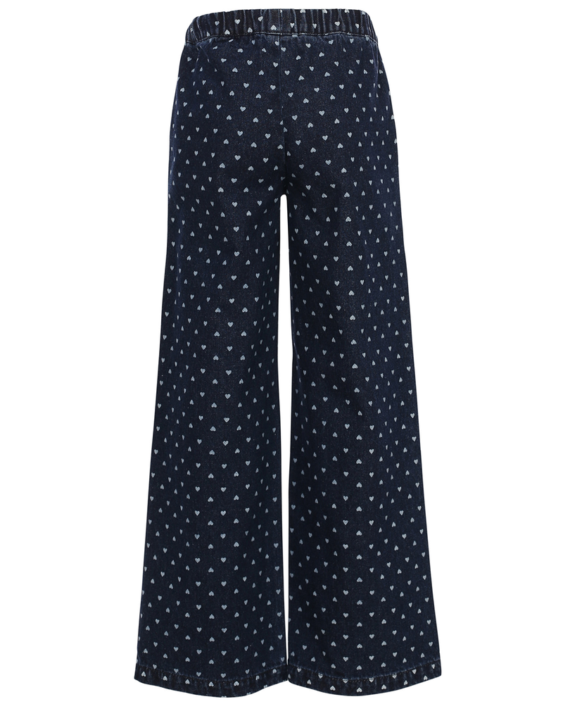 Little heart denim wide leg pants Blauw Little heart denim wide leg pants Blauw