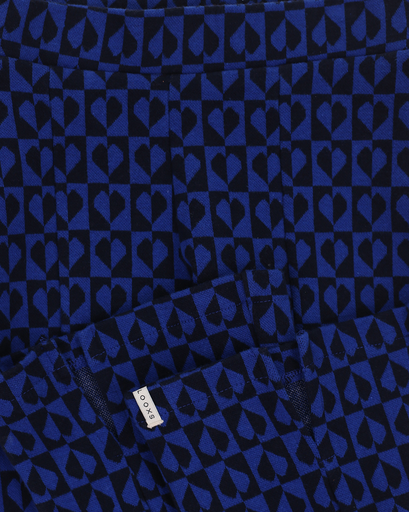 Little jaquard flaire pants blue hearts Blauw Little jaquard flaire pants blue hearts Blauw