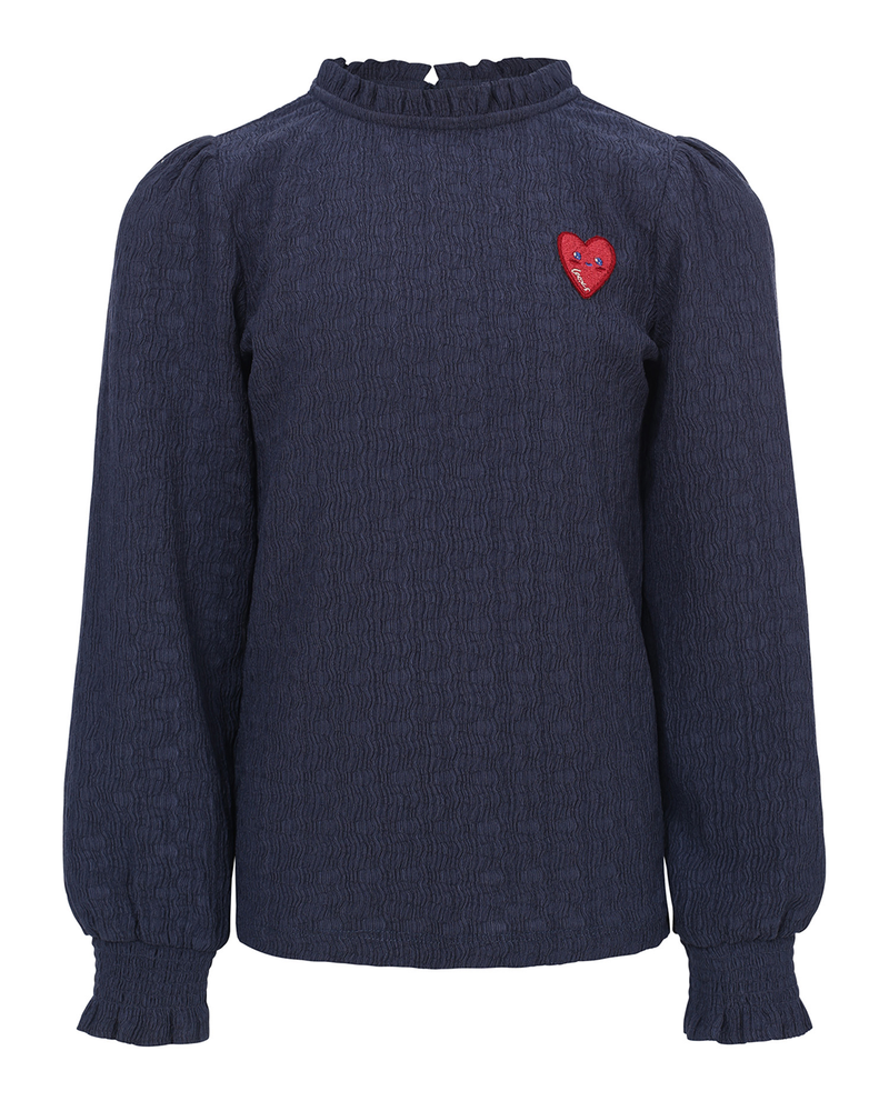 Little crinckle top with ruffles Donker Blauw Little crinckle top with ruffles Donker Blauw