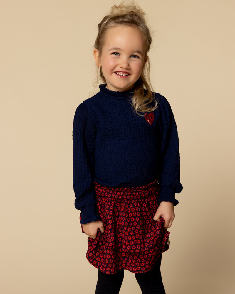 Little crinckle top with ruffles Donker Blauw Little crinckle top with ruffles Donker Blauw