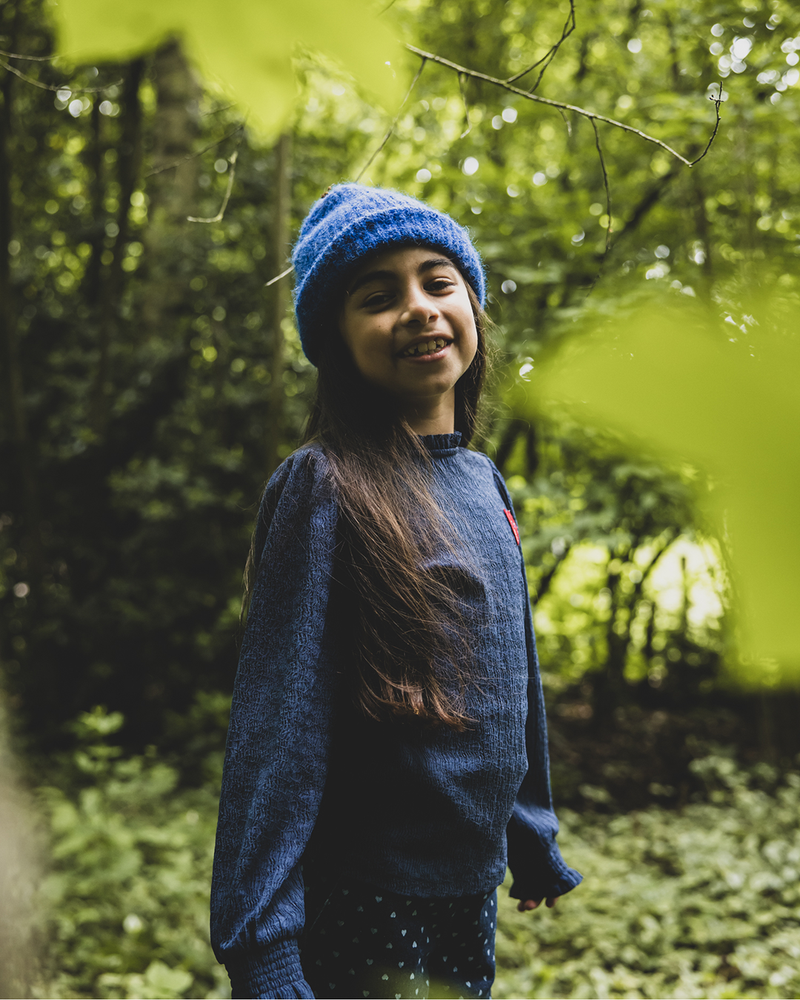 Little crinckle top with ruffles Donker Blauw Little crinckle top with ruffles Donker Blauw