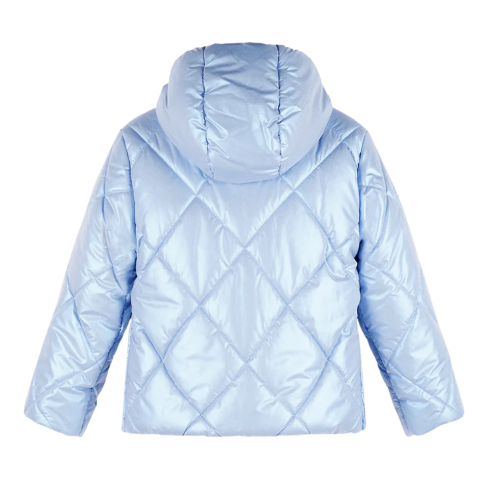 Button Hooded Short Winter Jacket Licht Blauw Button Hooded Short Winter Jacket Licht Blauw