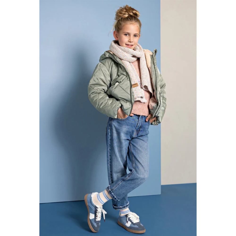 Button Hooded Short Winter Jacket Groen Button Hooded Short Winter Jacket Groen