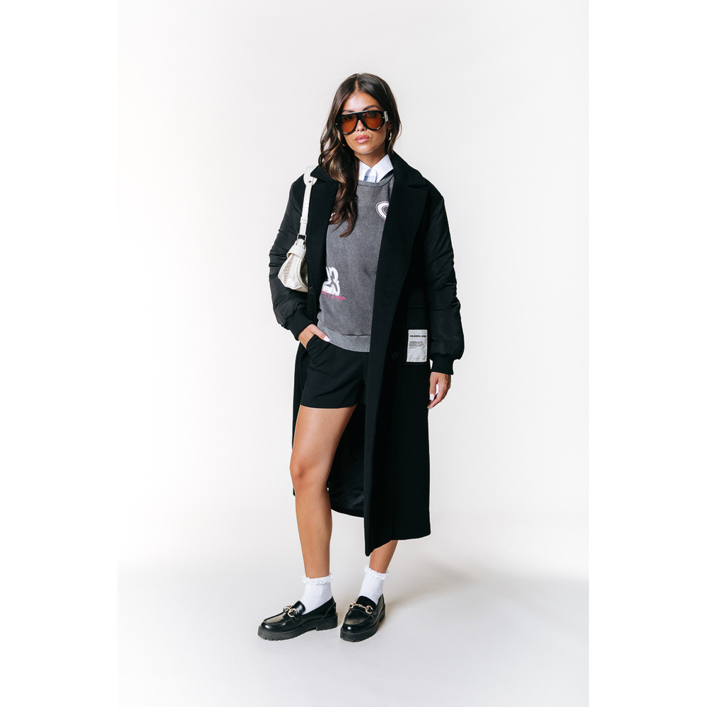 Ada Contrast Wool Long Coat Zwart 1 Ada Contrast Wool Long Coat Zwart 1