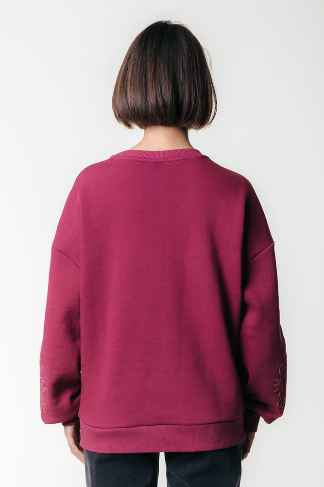 CR Embro Sleeve Dropped Shoulder Sweat Rood CR Embro Sleeve Dropped Shoulder Sweat Rood