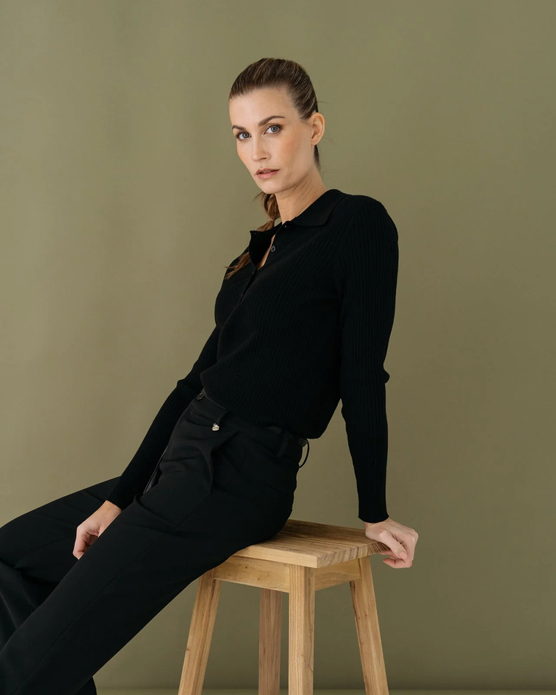 POLO- SWEATER Zwart 1 POLO- SWEATER Zwart 1