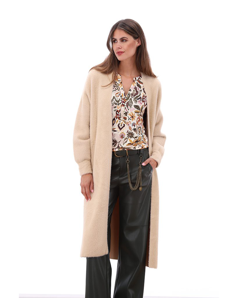 Lange cardigan met wijde mouwen Zand Lange cardigan met wijde mouwen Zand