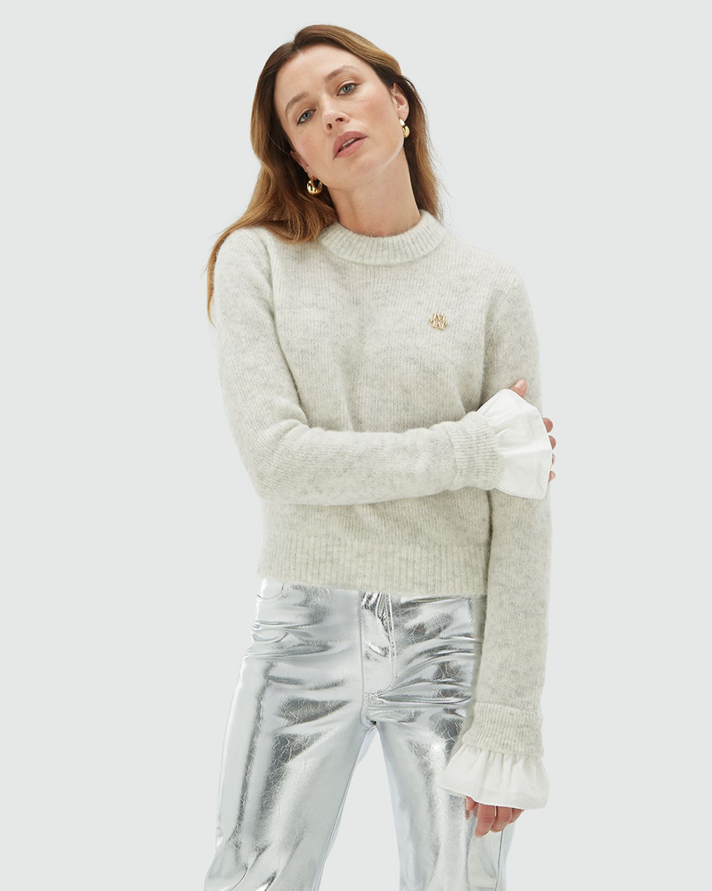 MAYA Trui Met Afneembare Volant Details Grijs MAYA Trui Met Afneembare Volant Details Grijs