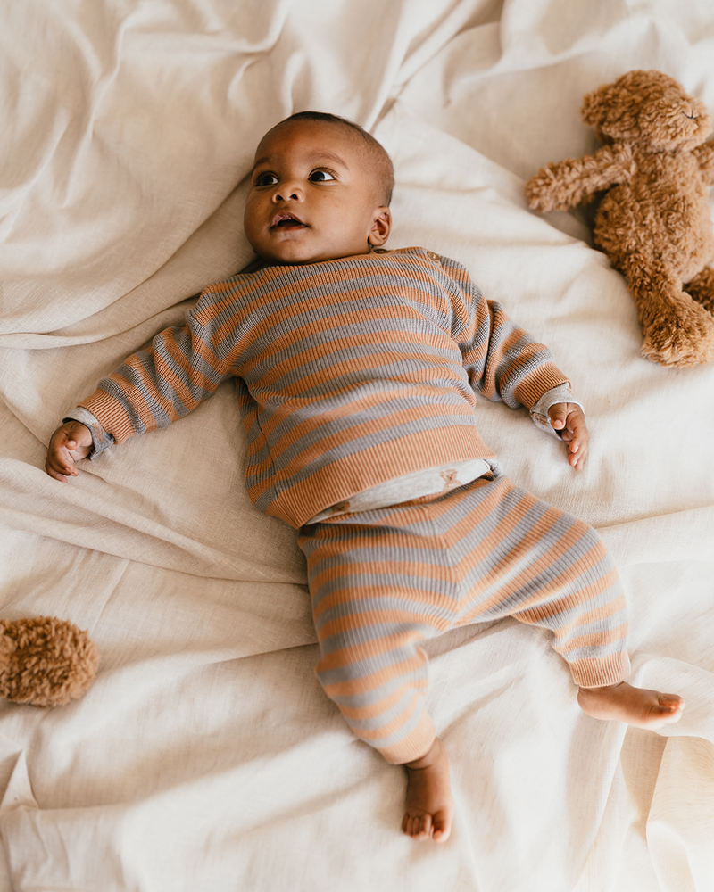 baby pullover knit stripes cookie steel Bruin 1 baby pullover knit stripes cookie steel Bruin 1