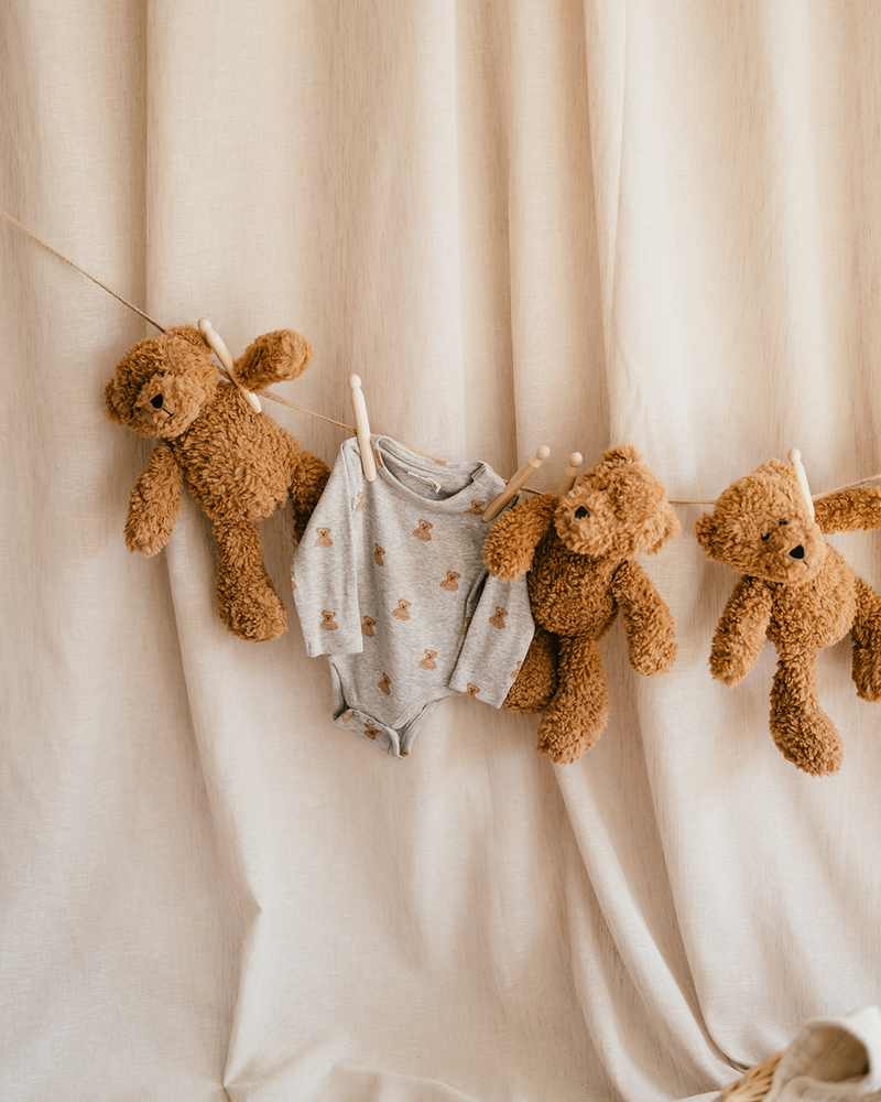 baby romper long sleeve teddybear Grijs baby romper long sleeve teddybear Grijs