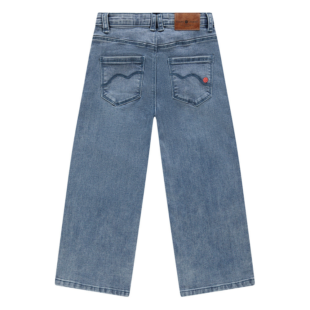 girls denim wide leg leopard lurex piping Blauw girls denim wide leg leopard lurex piping Blauw