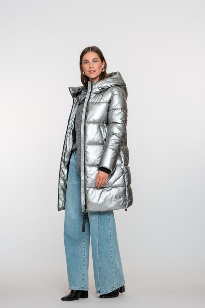 Jacket metallic mid long Zilver Jacket metallic mid long Zilver