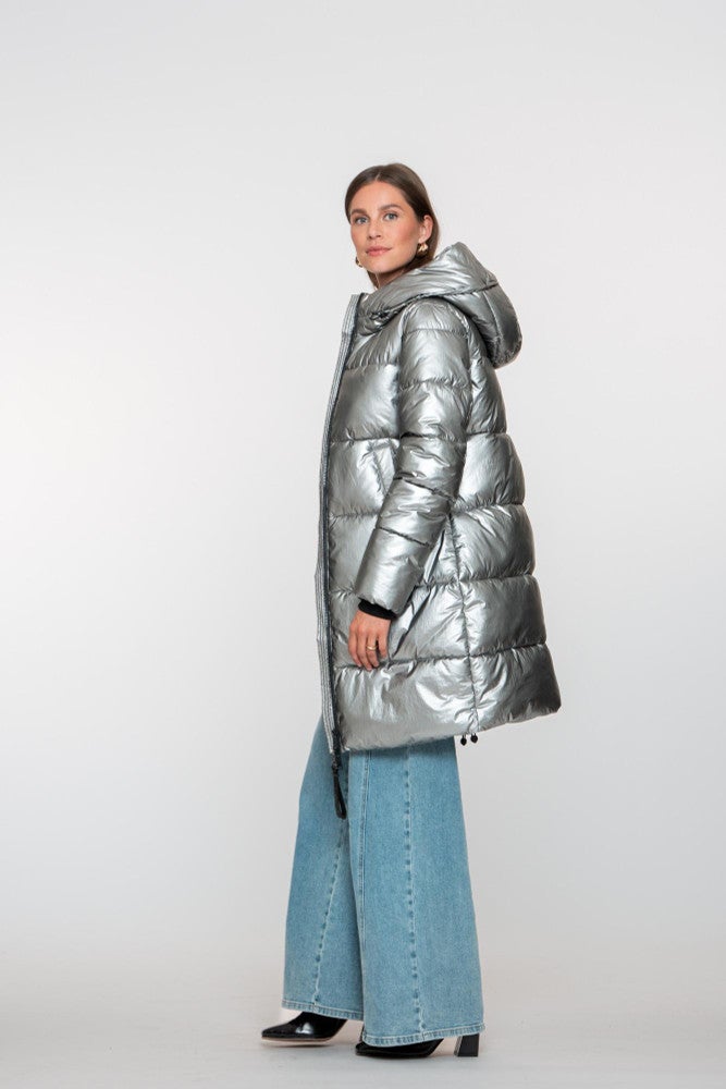 Jacket metallic mid long Zilver Jacket metallic mid long Zilver