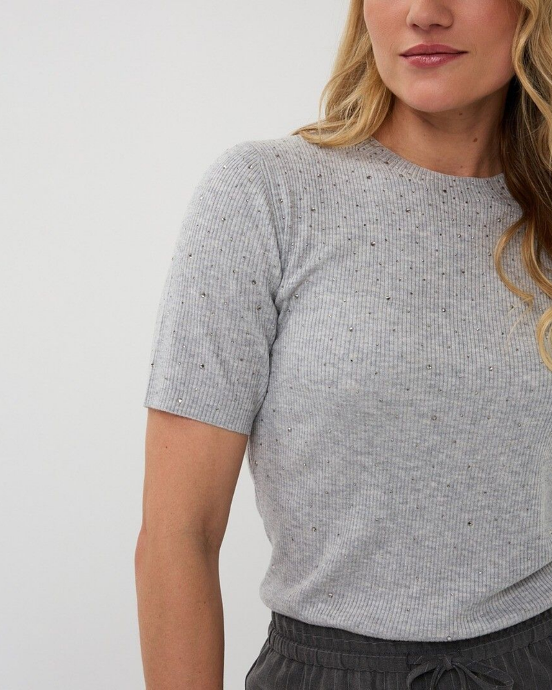 Top rib s/slve studs Grijs Top rib s/slve studs Grijs