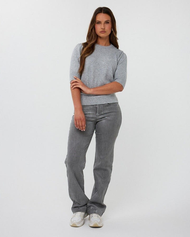 Trousers straight metallic Grijs Trousers straight metallic Grijs