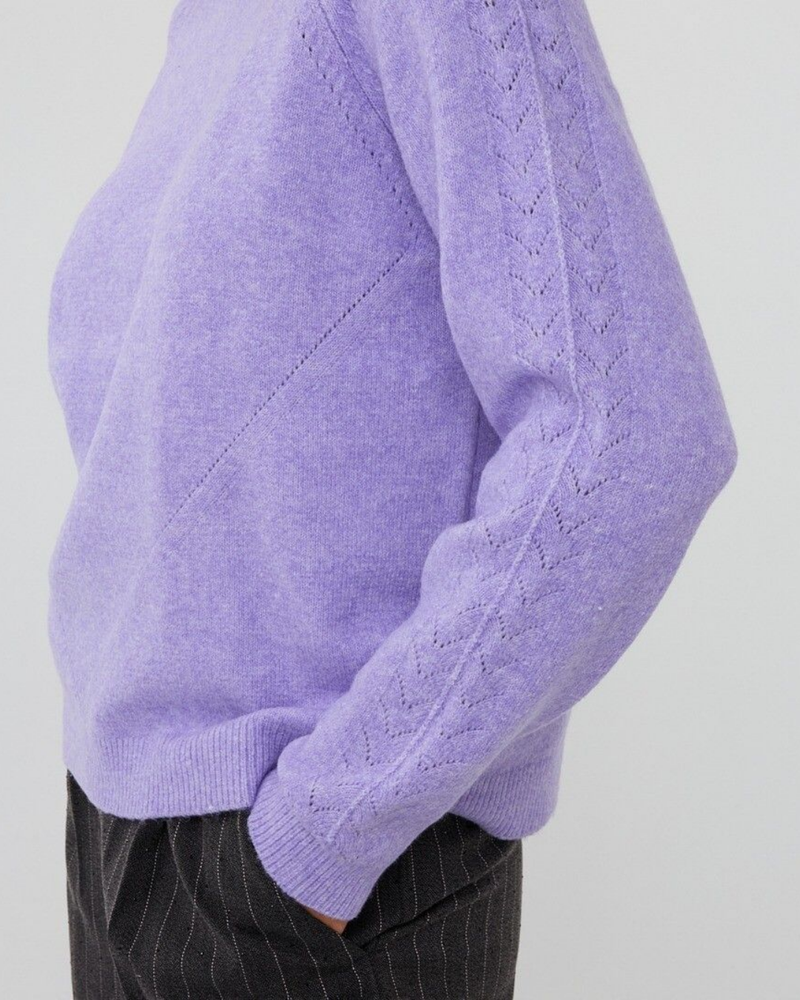 Sweater raglan ajour Paars Sweater raglan ajour Paars
