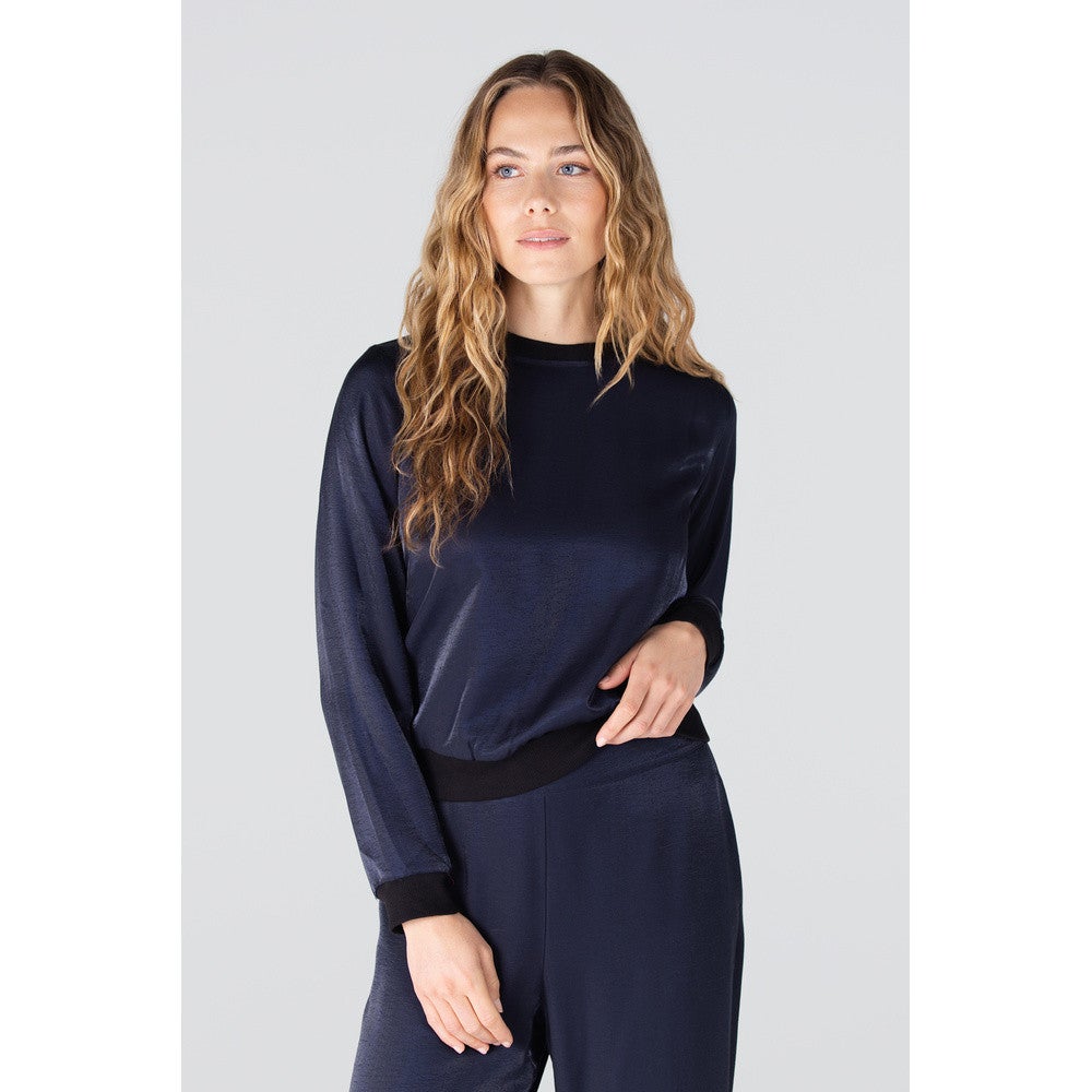 DAVINA TOP WS 718 long sleeve rib at cuff and neckline Blauw DAVINA TOP WS 718 long sleeve rib at cuff and neckline Blauw