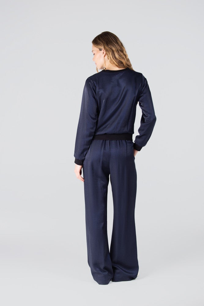 DAVINA TOP WS 718 long sleeve rib at cuff and neckline Blauw DAVINA TOP WS 718 long sleeve rib at cuff and neckline Blauw