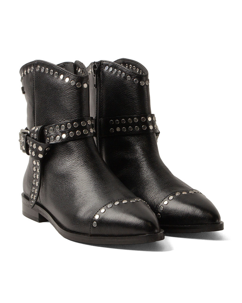 LA85735black / Zora ankle boots folded strap with studs Zwart 1 LA85735black / Zora ankle boots folded strap with studs Zwart 1