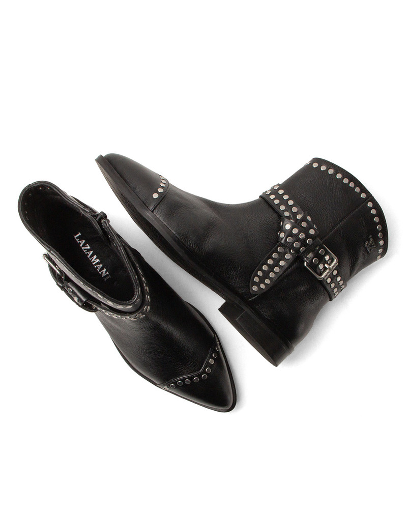 LA85735black / Zora ankle boots folded strap with studs Zwart 1 LA85735black / Zora ankle boots folded strap with studs Zwart 1