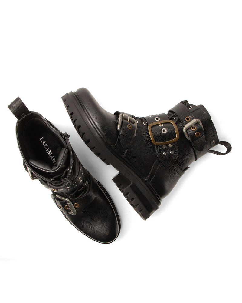 LA85729black / Abby biker boots 3 multi buckle str Zwart 1 LA85729black / Abby biker boots 3 multi buckle str Zwart 1