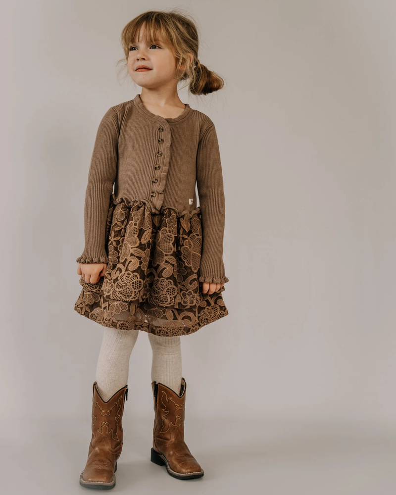 Marieze Dress Tricot Tule Bruin 1 Marieze Dress Tricot Tule Bruin 1