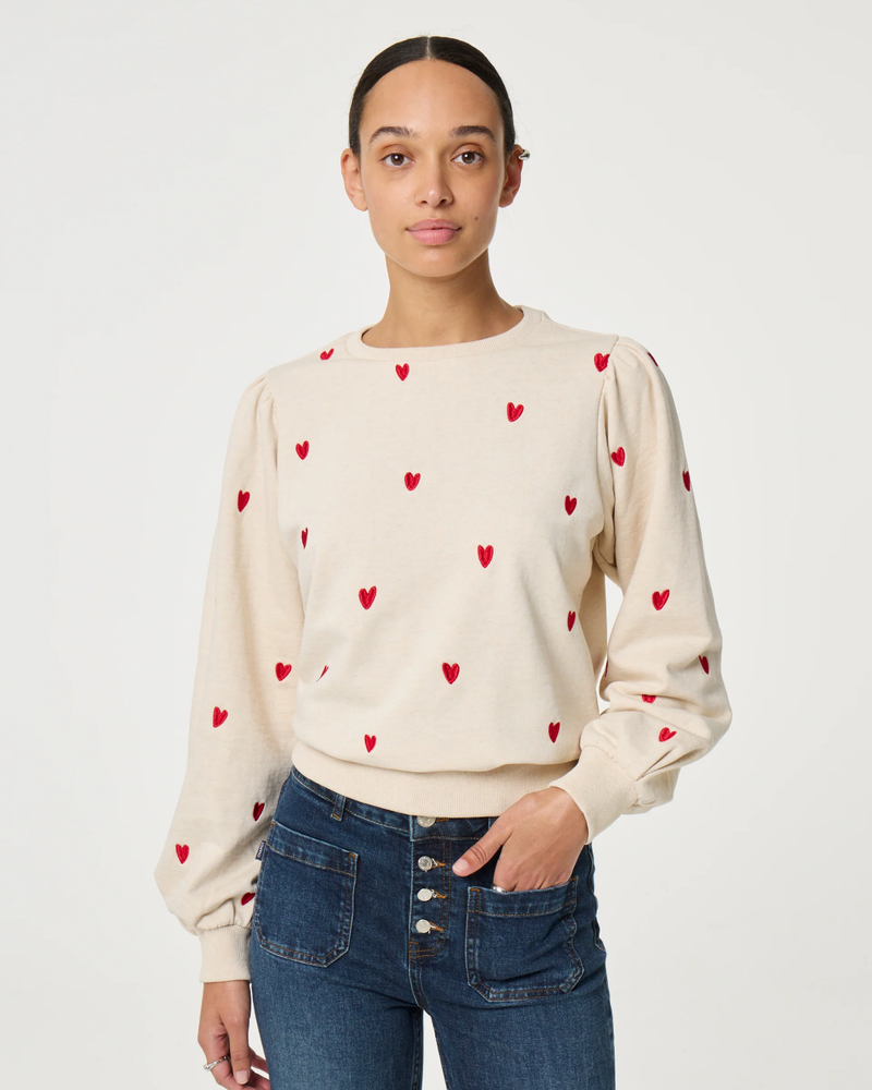 Dina Sweater Hearts Off White Dina Sweater Hearts Off White