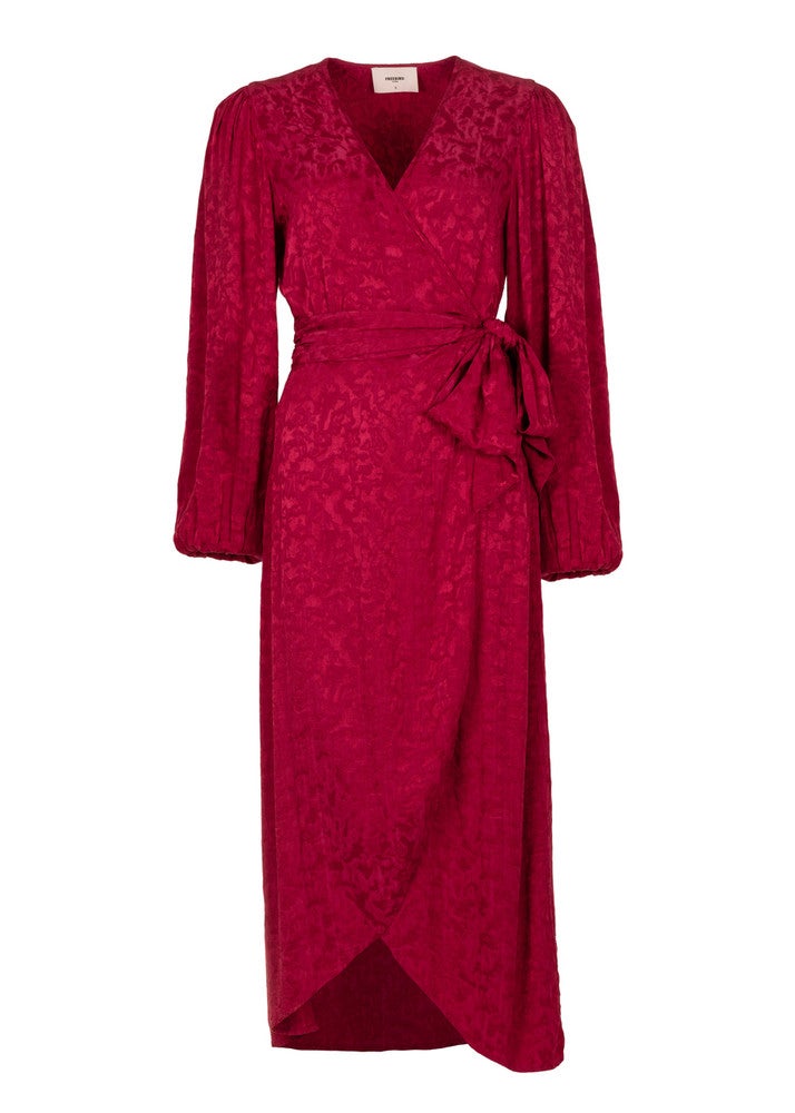 Dress Blossom Midi Jacquard Rood Dress Blossom Midi Jacquard Rood