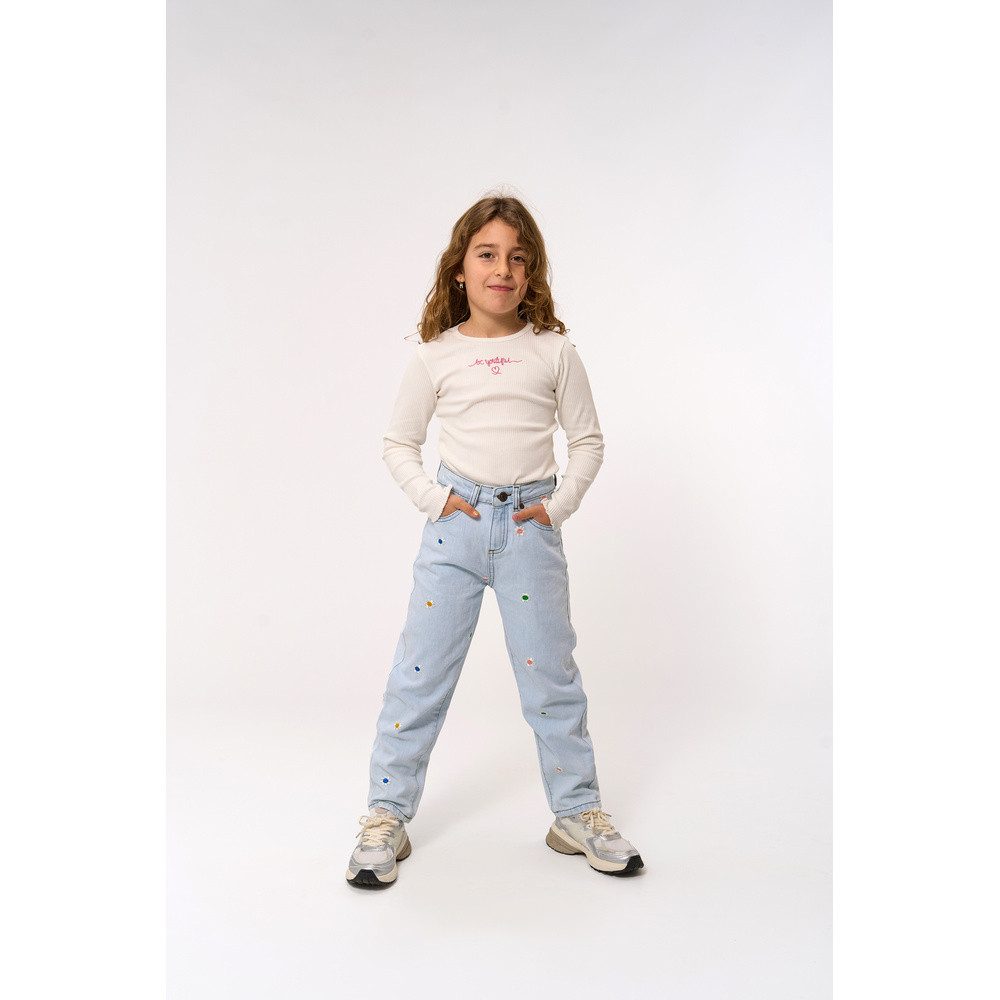 Porscha Mom Fit Jeans Daisy Embro Licht Blauw Porscha Mom Fit Jeans Daisy Embro Licht Blauw