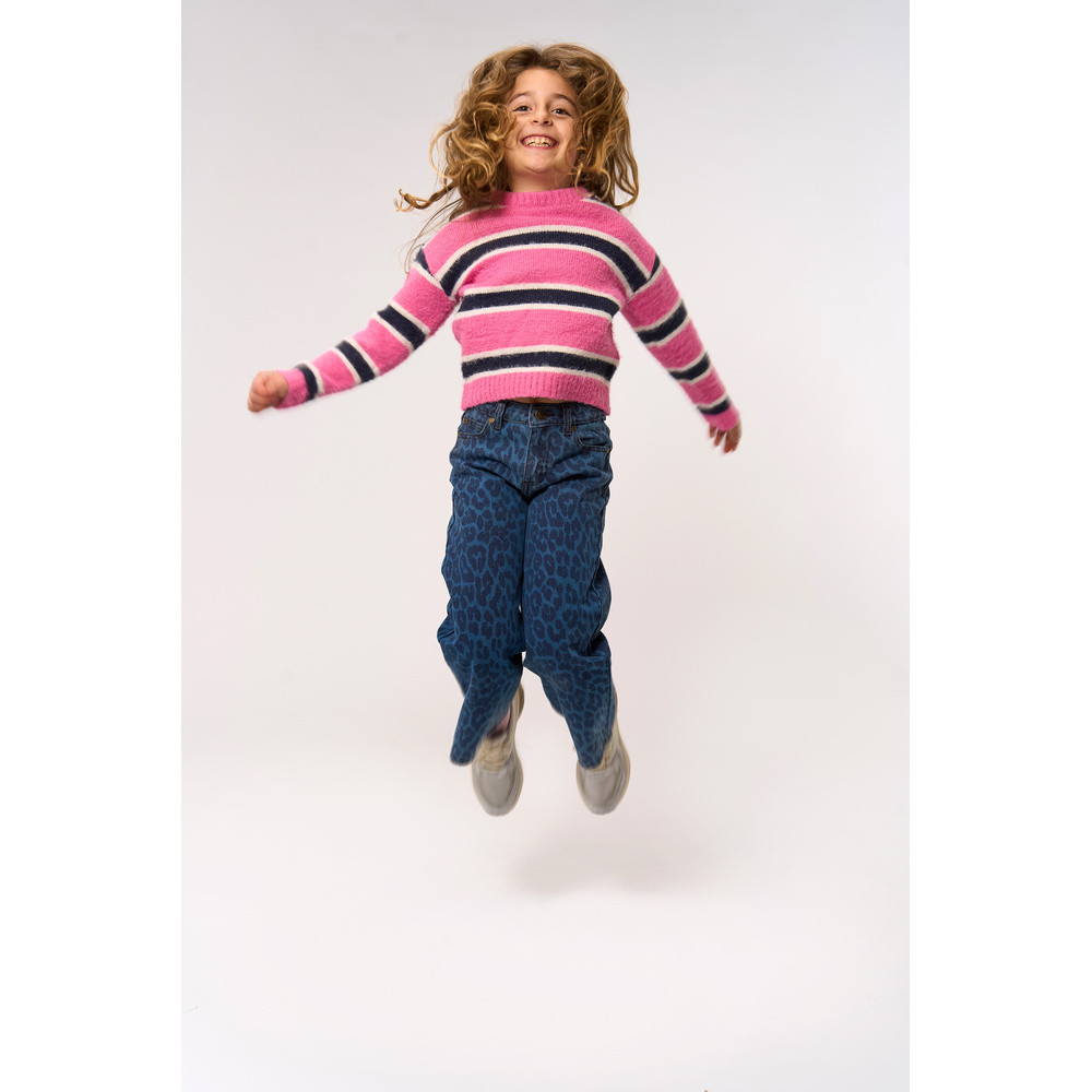 Prima Wide Jeans Blue Leopard Blauw Prima Wide Jeans Blue Leopard Blauw