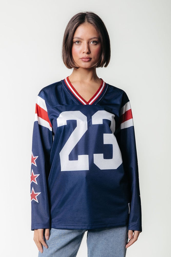 Kayla Football Tee Blauw Kayla Football Tee Blauw