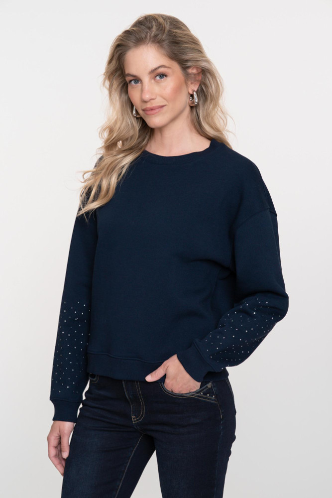 Sweater sparkle sleeves Blauw Sweater sparkle sleeves Blauw