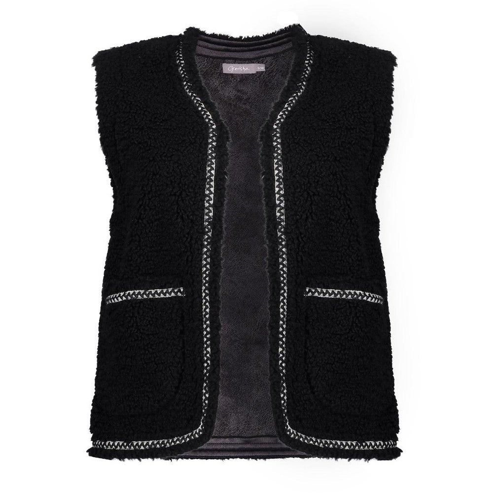 Gilet teddy embroidery zigzag Zwart 1 Gilet teddy embroidery zigzag Zwart 1