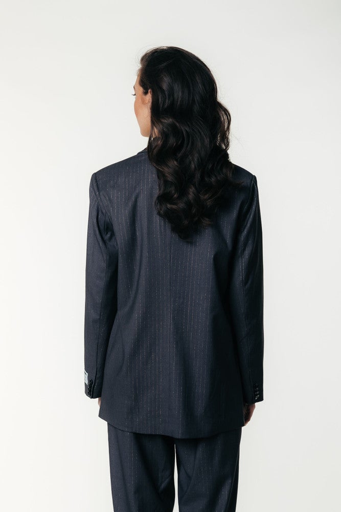 Gemma Lurex Pinstripe Blazer Grijs Gemma Lurex Pinstripe Blazer Grijs